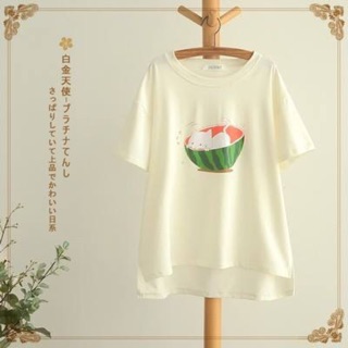 Áo thun nữ in hình mèo dưa hấu freesize