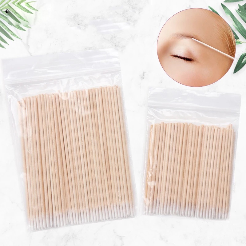 Set 100/500 Tăm Bông Cotton Trang Điểm Mắt Dùng Một Lần Tiện Lợi