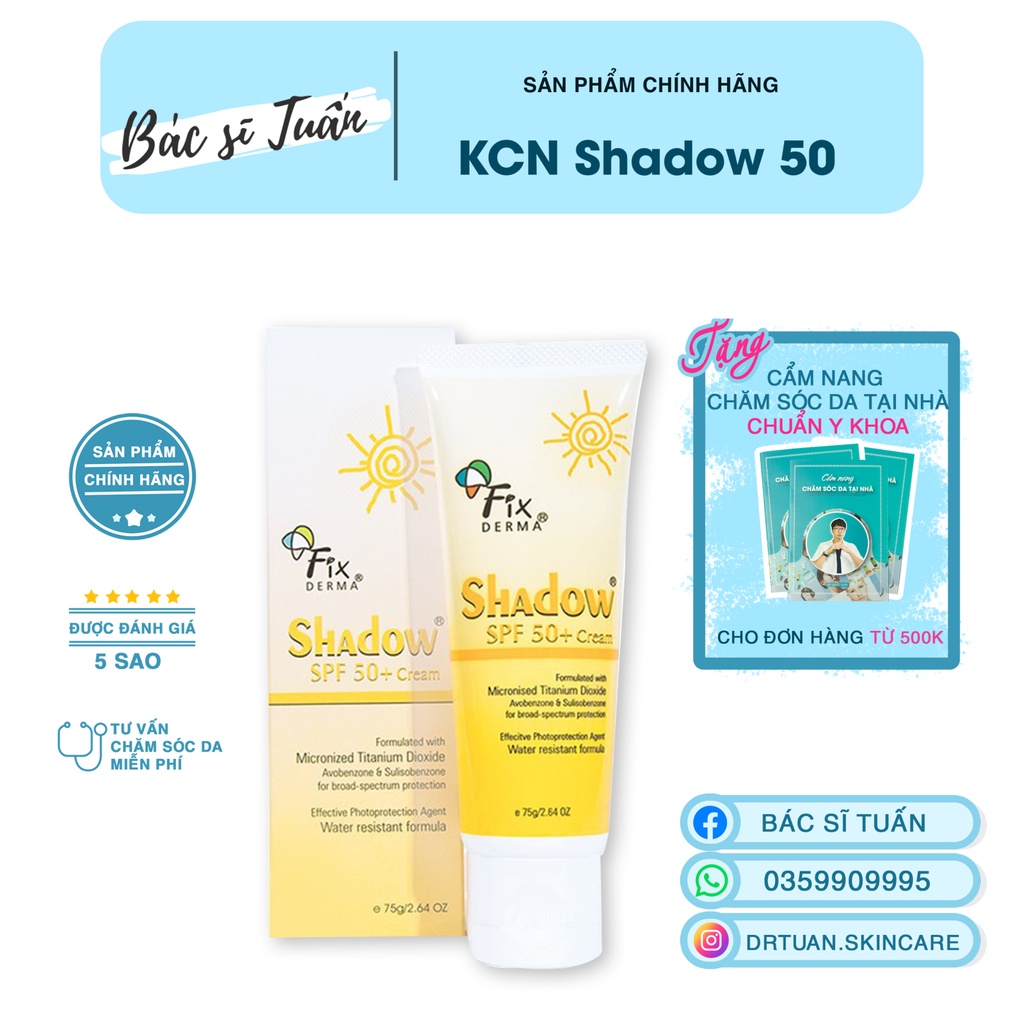 Kem Chống Nắng Cream Fixderma Shadow SPF 50+ (75g) [CHÍNH HÃNG]