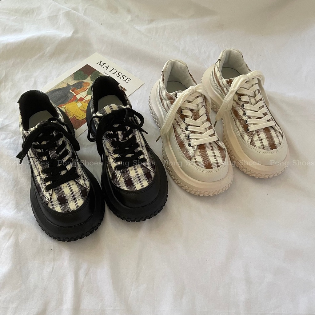 Giày Sneaker PongShoes màu đen, be FULL HỘP Mã 1433