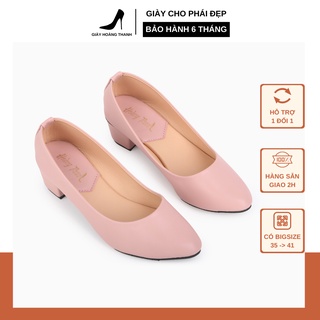Giày Cao Gót Nữ Mũi Nhọn Giày Búp Bê Đế Cao 3 Phân Big Size Hoàng Thanh G2
