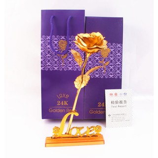 Hoa Hồng mạ vàng quà tặng người yêu 20/10 có đế LOVE