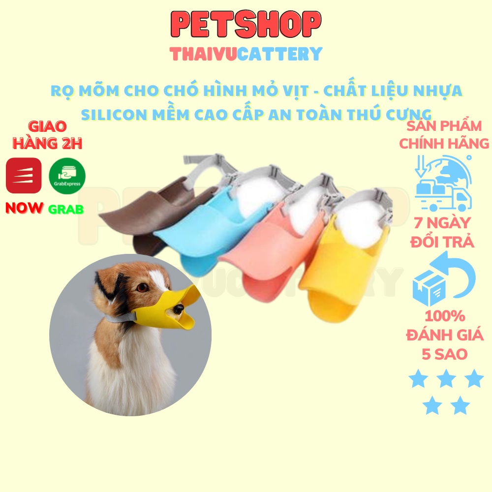 Rọ mõm cho chó hình mỏ vịt - Chất liệu nhựa silicon mềm cao cấp an toàn thú cưng