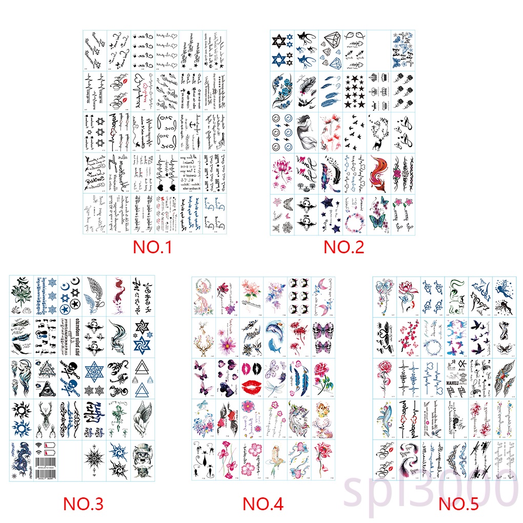 Hình xăm dán tạm thời chống nước lâu trôi chữ tiếng Anh và Hoa cho nam và nữ