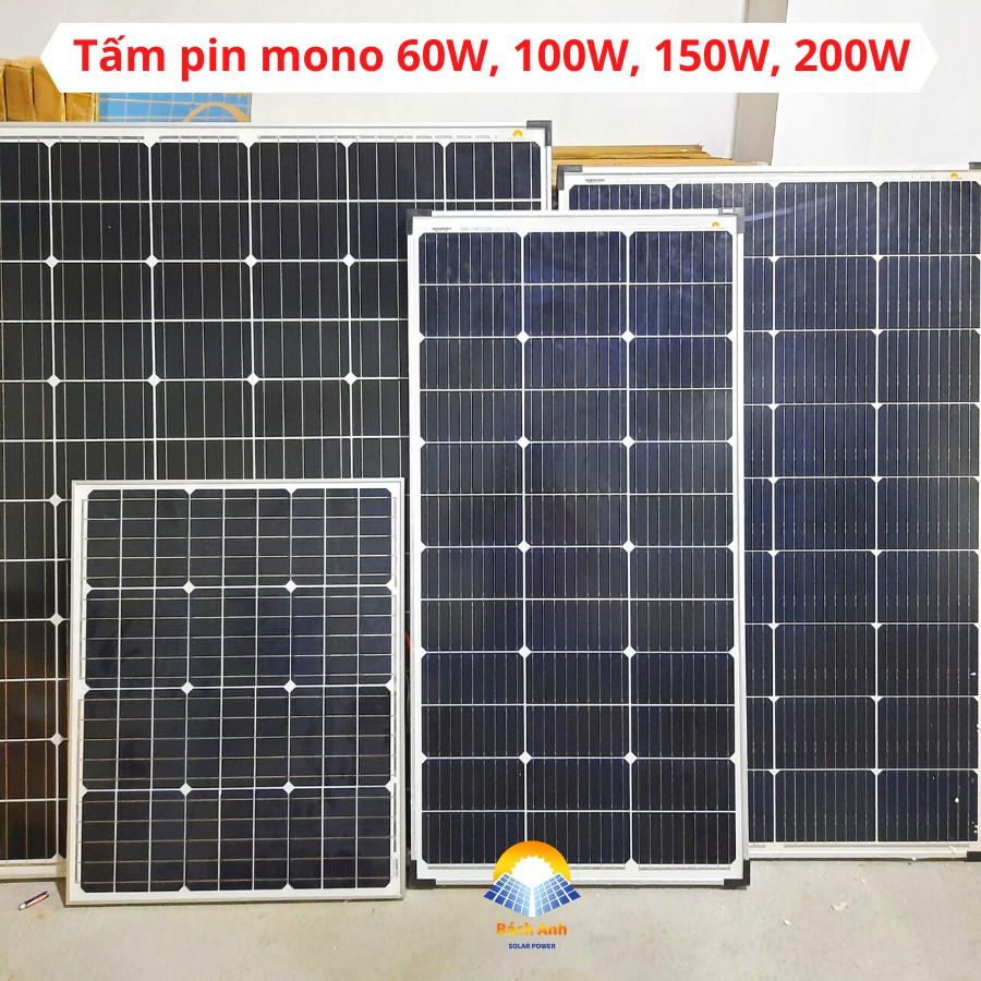 Tấm pin năng lương măt trời mono 18V - 60W, 100W, 150W, 200W