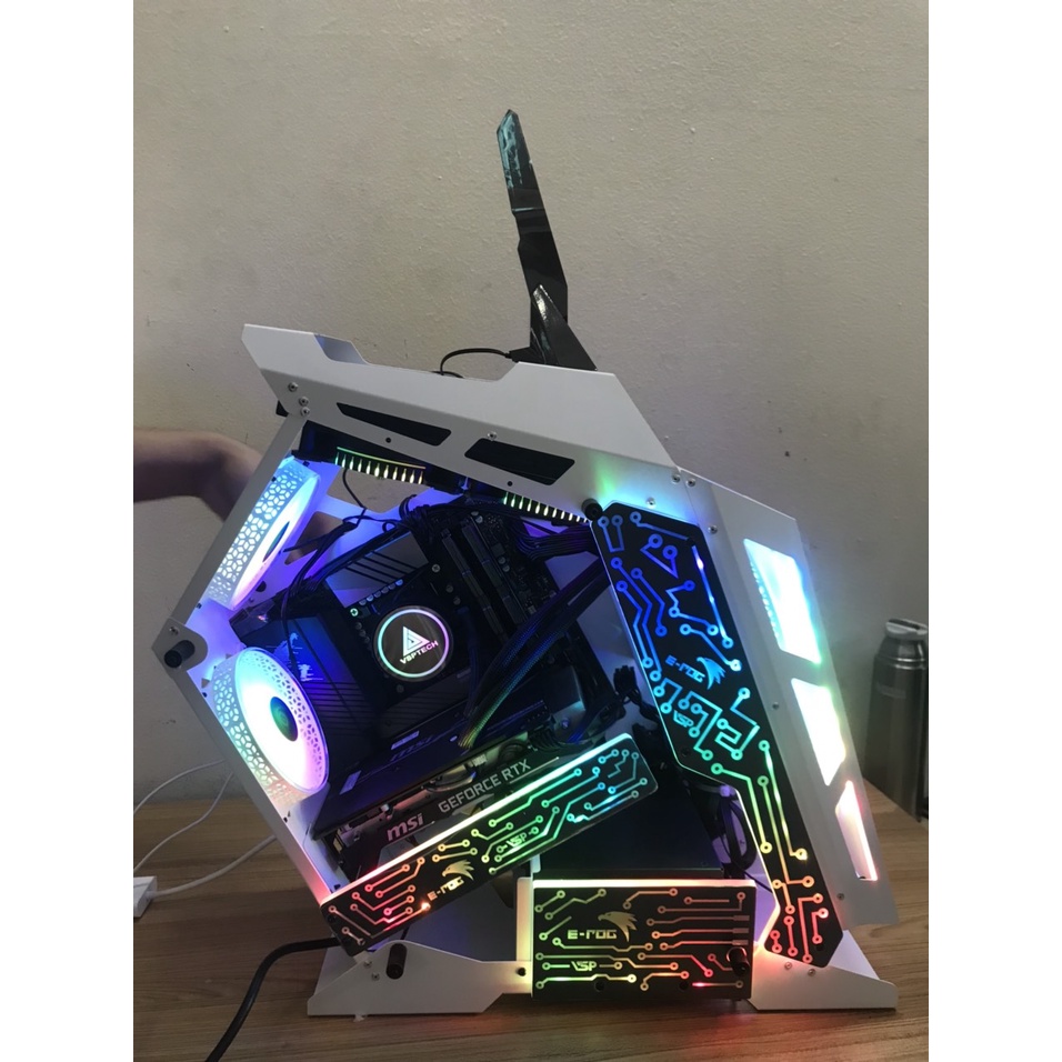 VỎ CASE TRANSFORMER VSP ESPORT REPUBLIC OF GAMERS ES8 + 6 fan led RGB - Black Pink White