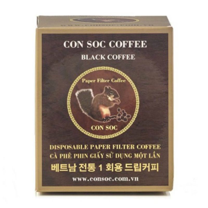 Cà Phê Con Sóc Phin Giấy Đen/ nâu/ tím 7G (Hộp 10 Gói)