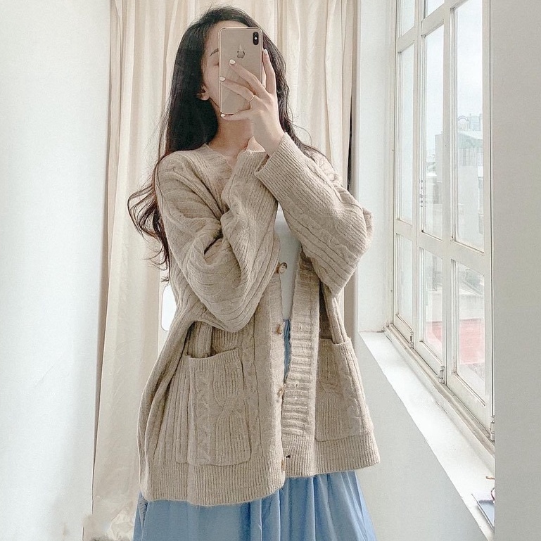 Cardigan Nữ Nhiều Màu, Áo Khoác Len Giấu Quần Mềm Mịn Dáng Hàn Siêu Hót