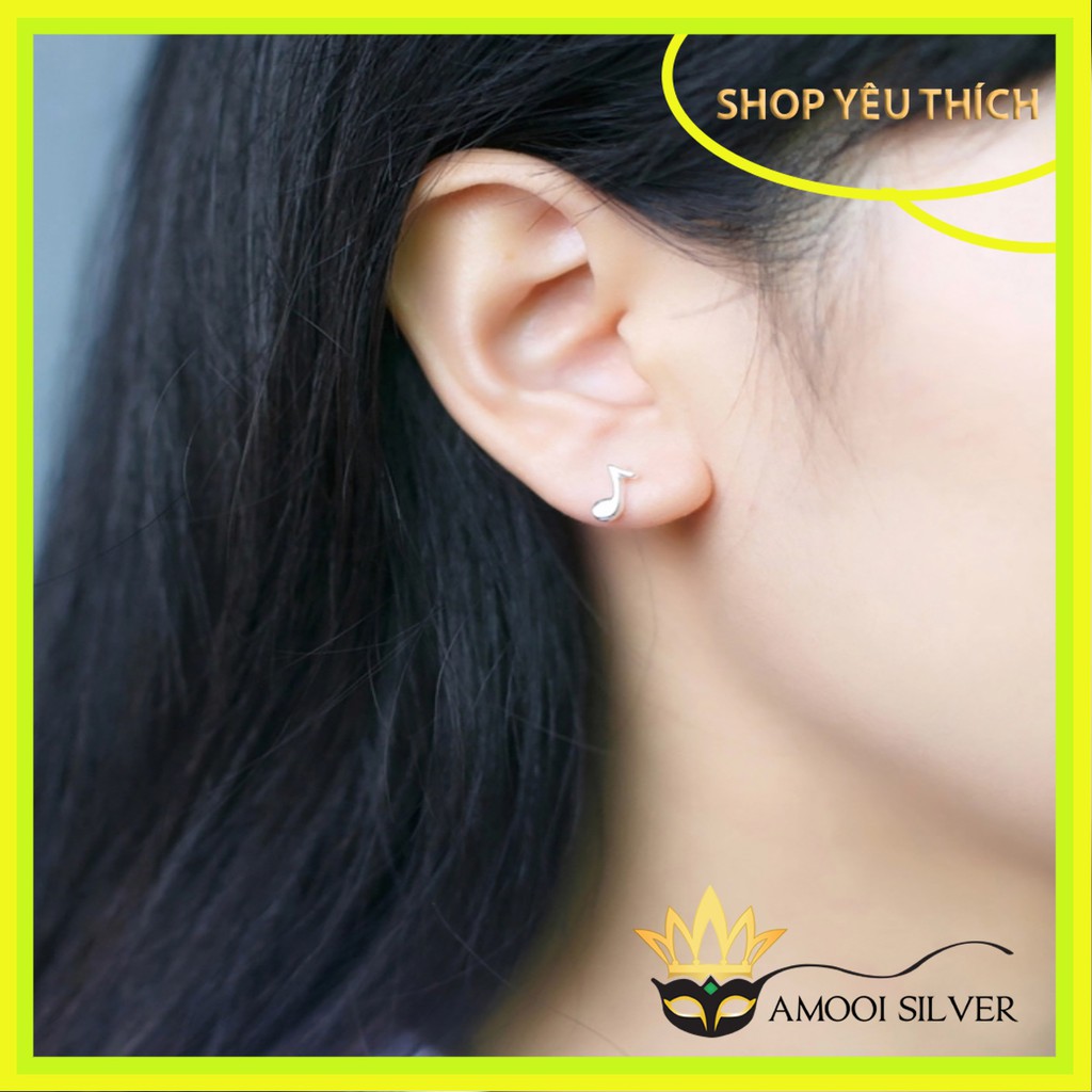 Bông tai bạc S925 nốt nhạc - Amooi Silver AB24