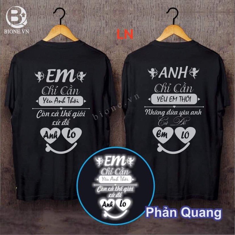 Áo đôi phản quang in lưng, Áo thun nam và nữ, from rộng, mặc không xù - FANI