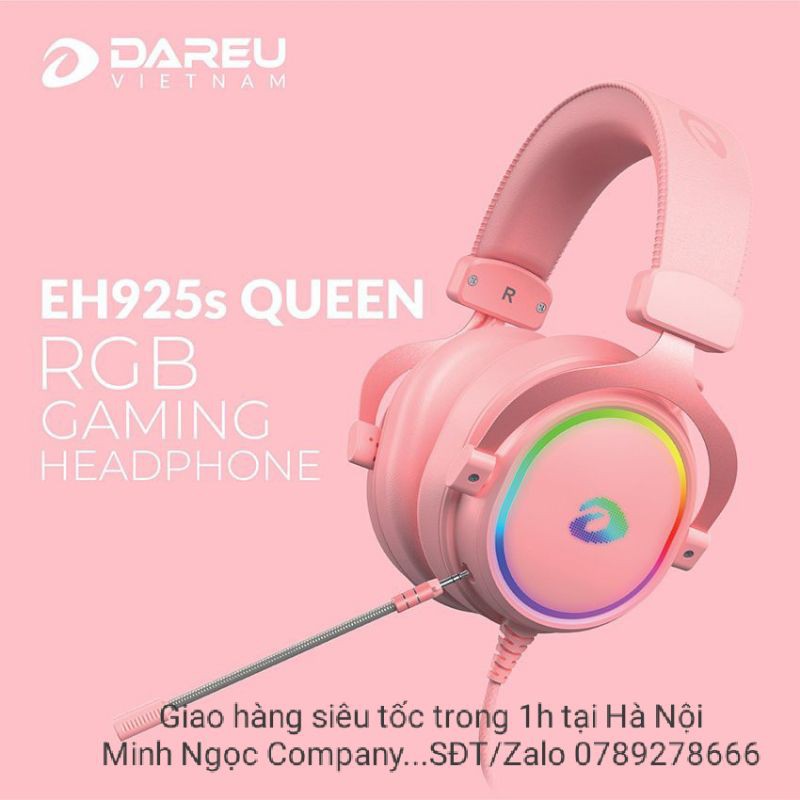 Tai Nghe Gaming Dareu EH925S Pink RGB - Hàng Chính Hãng