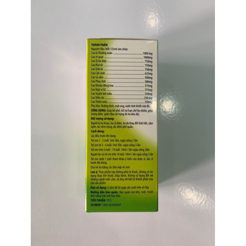 Siro NOPANHO Kingphar -Lọ 125ml - Viêm đường hô hấp dưới , phế quản, giảm ho , long đờm