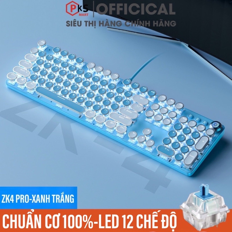 Bàn Phím Cơ Máy Tính Laptop YINOIAO ZK4PRO LED RGB 22 Chế Độ Nhiều Màu Hồng Xanh Trắng