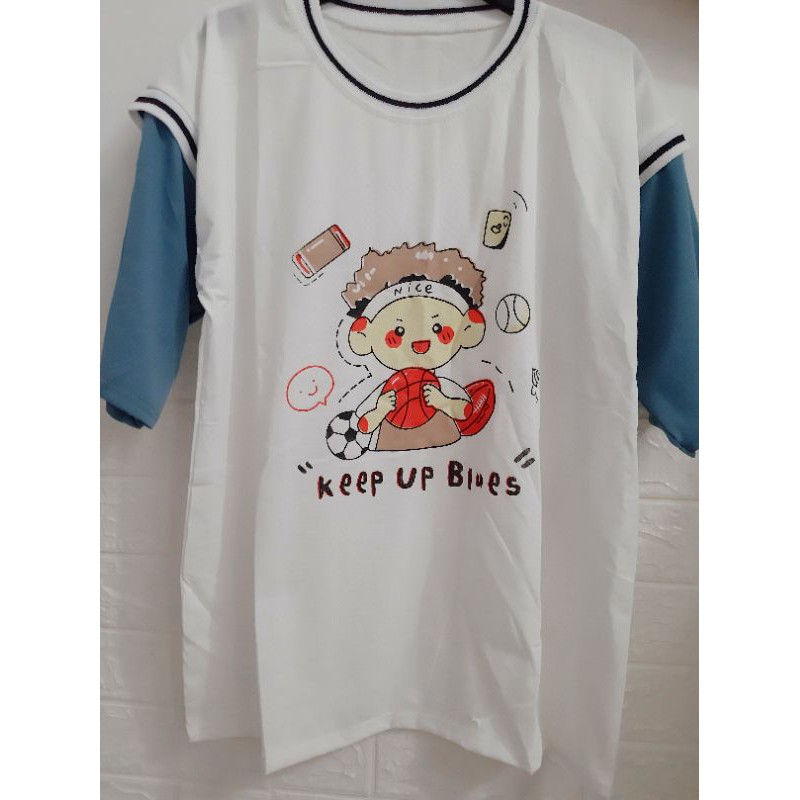 Áo thun bóng rổ nam nữ unisex/Áo phối tay lỡ hình cậu bé