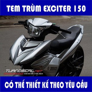  Tem Trùm Exciter 150 Nhôm Xước Bạc Đen - Có thể thiết kế theo yêu cầu riêng của từng khách hàng - Ship hàng toàn quốc