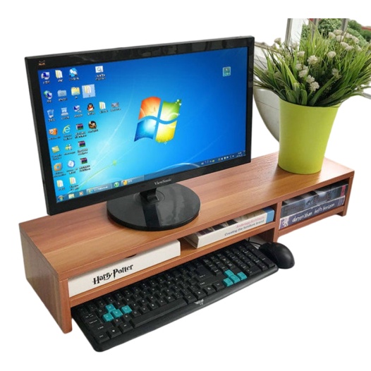 Kệ gỗ để Màn Hình máy tính FANSI.MOSTA-005 / Nâng màn hình lên đến 13.5cm / Giảm căng thẳng cổ / bàn làm việc gọn gàng