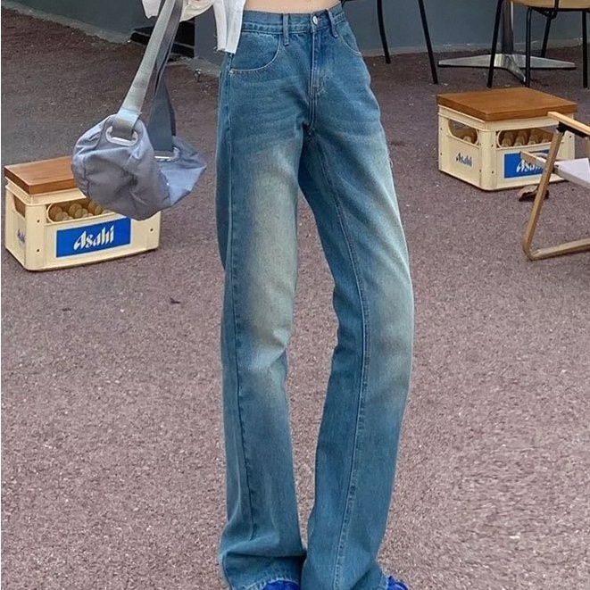 Quần Jeans Nữ Lưng Cao Ống Rộng Thời Trang Hàn Quốc