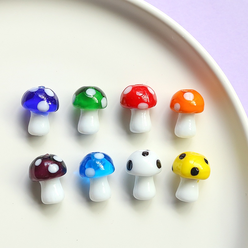 Hạt thủy tinh hình nấm hoạt hình nhiều màu sắc dùng làm trang sức