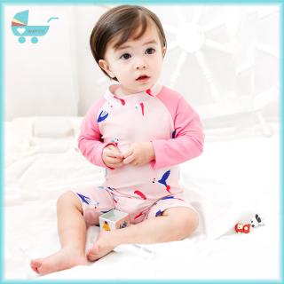 Áo Bơi Liền Quần Tay Dài In Hình Chim Dễ Thương Cho Bé Gái