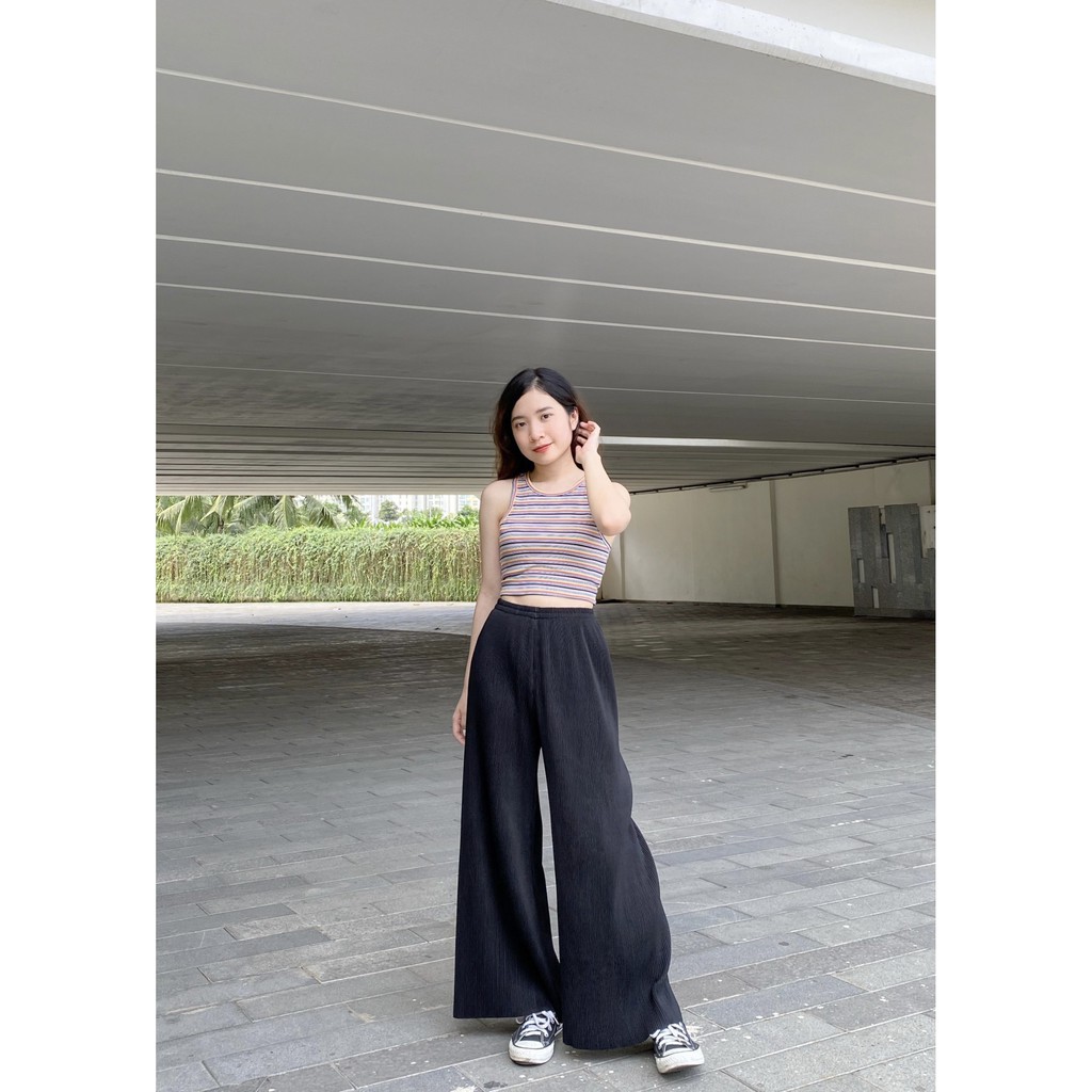 Quần culottes ống rộng thun dập li STAMPING PANTS