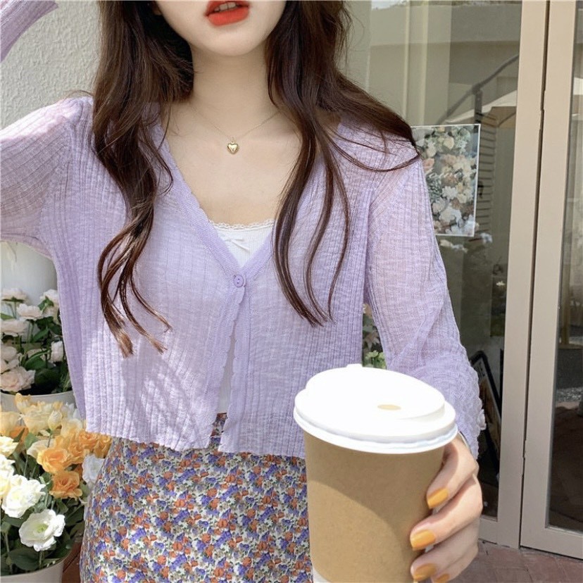 Áo khoác cardigan len mỏng phối váy áo hai dây cực xinh  Ulzzang style 🌸 Hàng quảng Châu