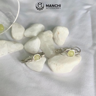 Nhẫn đá Lemon Jade handmade dây màu bạc