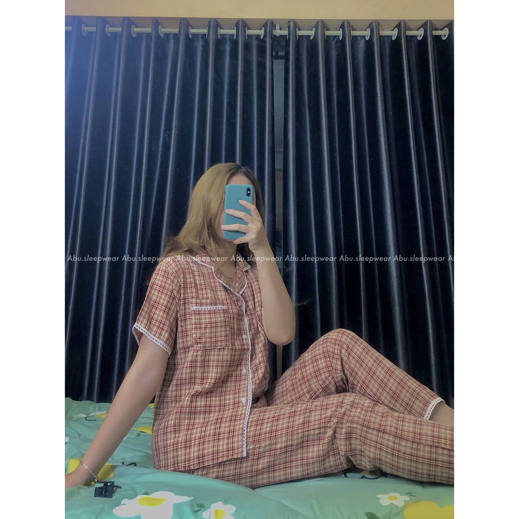 Bộ đồ ngủ pyjama đũi kẻ mặc nhà