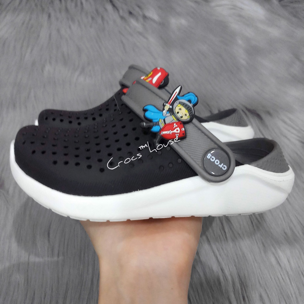 Dép sục crocs literide bé trai tặng kèm 4 jibbitz 2d, dép crocs trẻ em cao cấp  - Crocs house