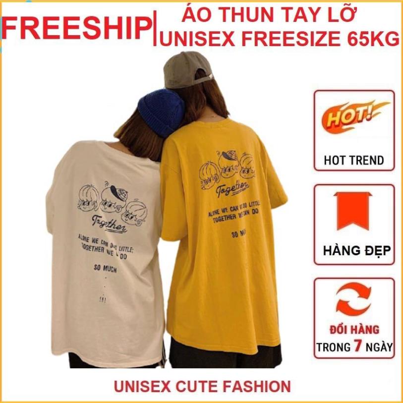 Áo thun tay lỡ TOGETHER CUTE nam nữ, áo phông form rộng Unisex phong cách Ulzzang, chất cotton siêu đẹp 3 màu