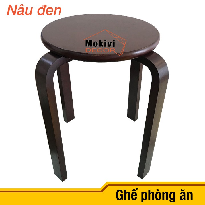 Ghế gỗ mặt tròn chân dẹp (NÂU)