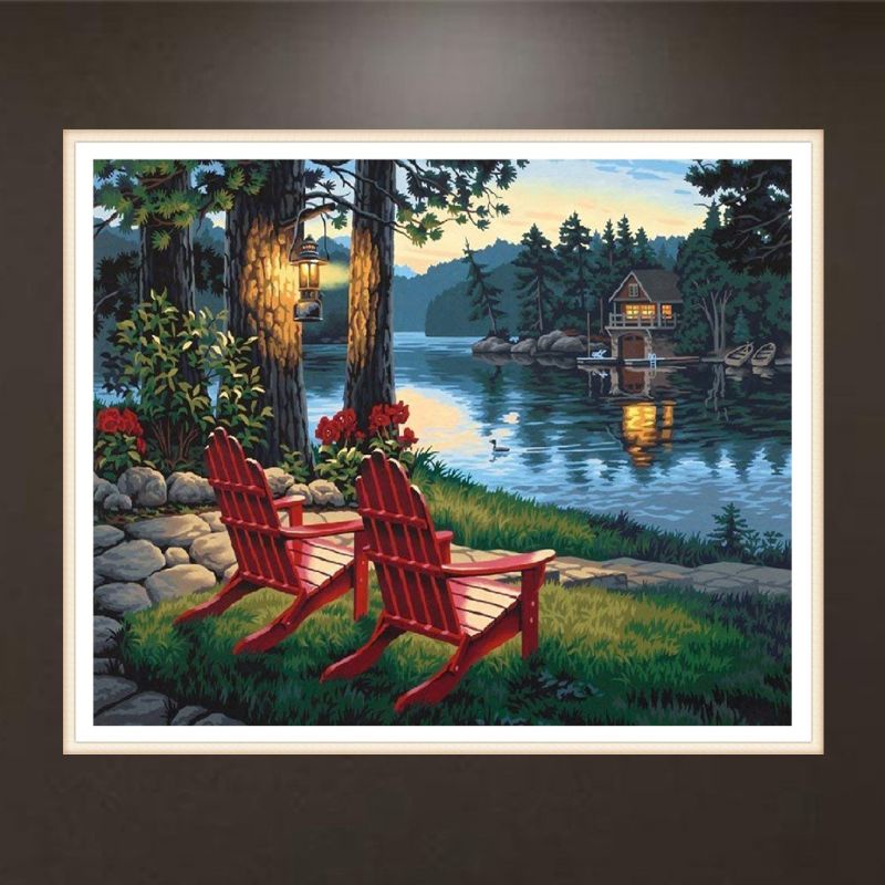 Bộ Tranh Đính Đá 5D Tự Làm Hình Phong Cảnh Ghế Blala Độc Đáo