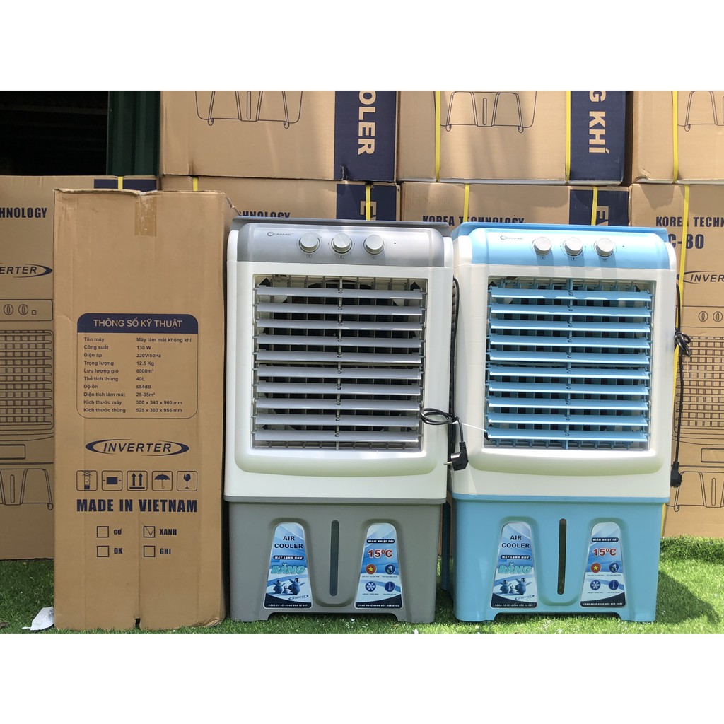 QUẠT ĐIỀU HÒA HƠI NƯỚC CAMAC CC40 - 40L, Bảo Hành 24 Tháng, Tặng 2 cục Đá Gel Siêu mát, Có Bơm Tự Ngắt