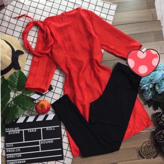 SÉT ÁO DÀI GẤM ( Áo dài + quần legging + mấn )