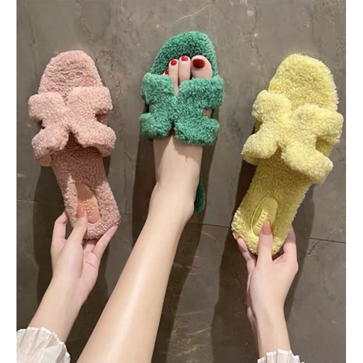 Dép bông H 2 👑🤩🐣 CÓ SẴN NÂU - ĐEN - TRẮNG - HỒNG