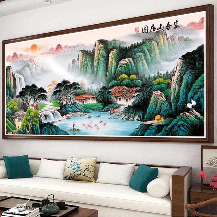 Tranh thêu chữ thập – Tranh phong cảnh Thủy Mặc 15