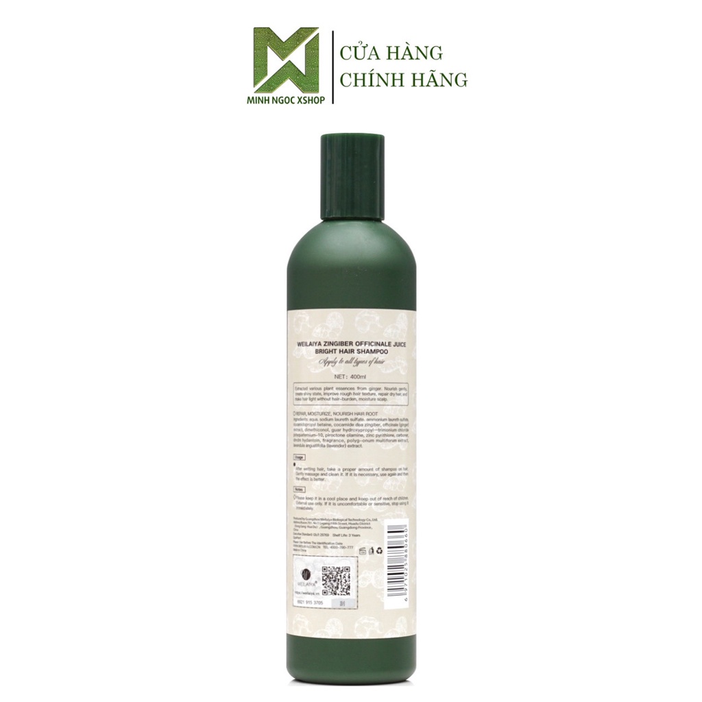 Dầu gội gừng hà thủ ô WEILAIYA chống rụng kích thích mọc tóc 400ml
