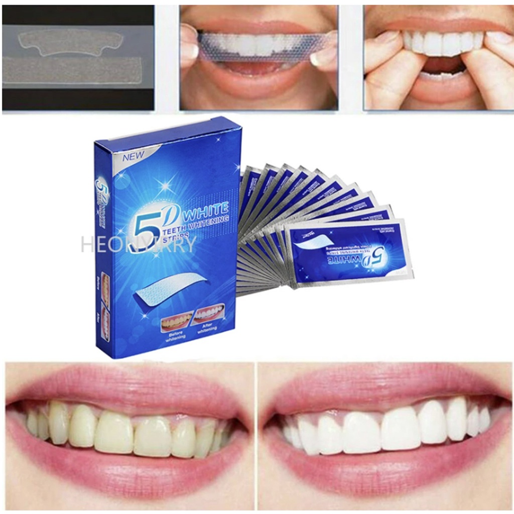 💦Dải làm trắng răng 5D màu trắng chất lượng cao miếng dán trắng răng, miếng dán trắng răng crest