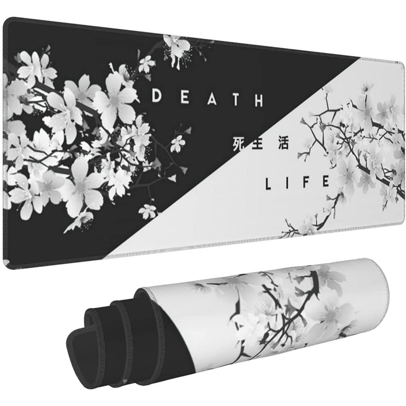 Tấm lót chuột chơi game viền to màu trắng đen 31.5x11.8 Inch