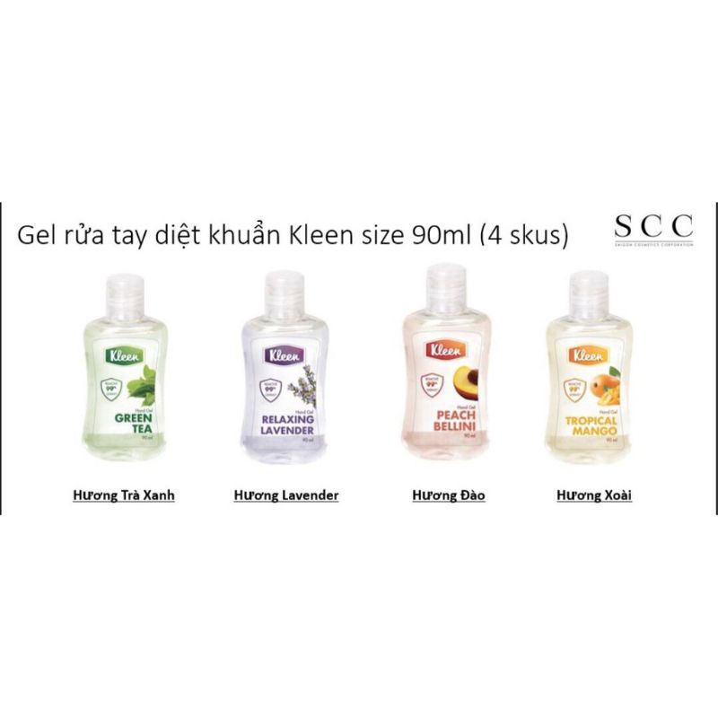(4 MÙI) Gel rửa tay khô Kleen 90ml
