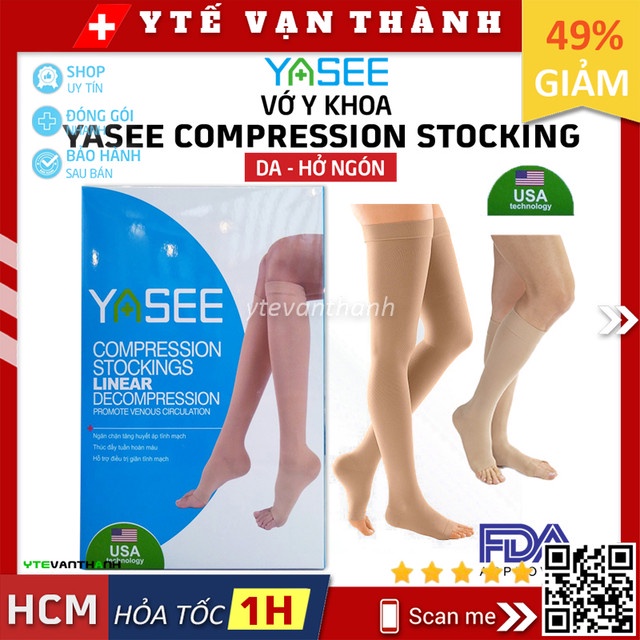 ✅ Vớ Y Khoa Yasee (Màu Da, Hở Ngón) | Tất Suy Giãn Tĩnh Mạch -VT0046