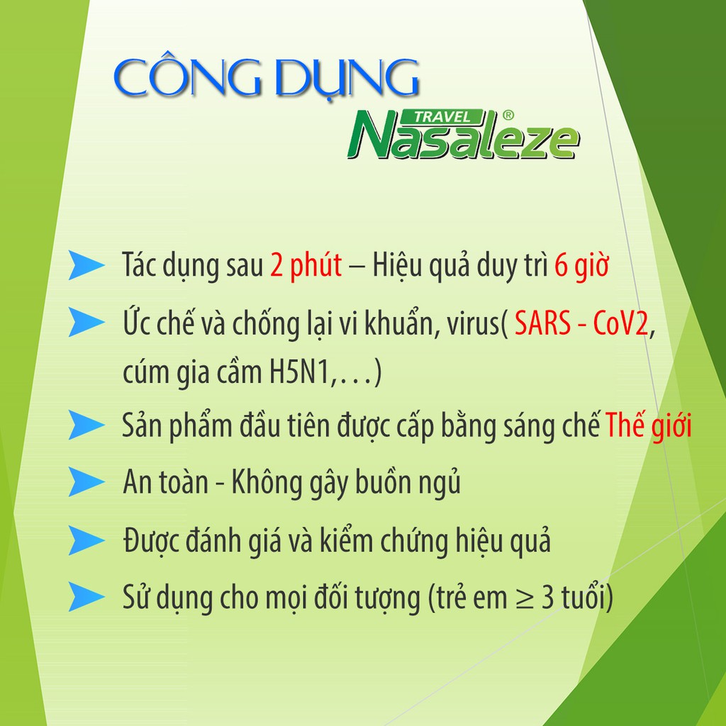 Phòng ngừa và kháng vi khuẩn đặc biệt là ???? - ???? - Xịt mũi Nasaleze Travel - Được được nghiên cứu công bố tại Anh