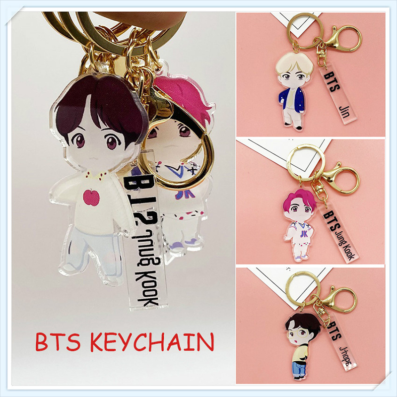 [Ready Stock] Kpop Bts Album Keychain Cartoon Q Version Acrylic Keyring Car Key Ring Schoolbag Pendant Accessories