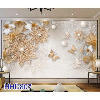 Tranh Dán Tường 3D, Phòng Khách Hoa Sang Trọng , 809