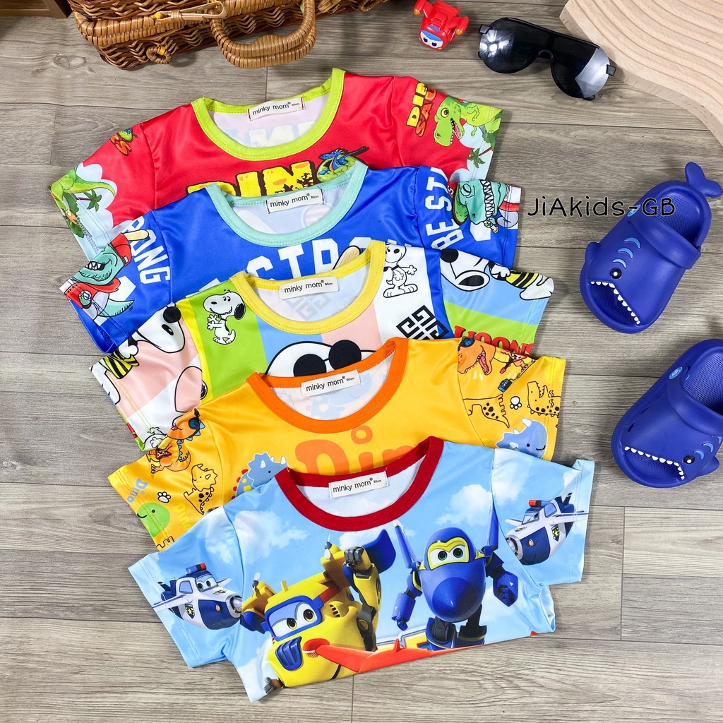 Bộ Cộc Tay Thun Lạnh, Mịn Xịn Sò, Minky Mom, Hình 3D, Họa Tiết , Từ 0- 8 tuổi / MÃ 10
