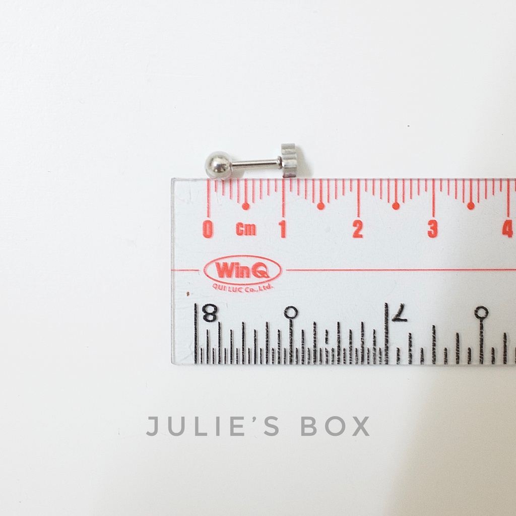 Khuyên Tai Xỏ Nam Nữ Hình Trái Tim Nền Đen Đuôi Bi Đeo 2 Đầu Unisex Titan Thép Y Tế Không Đen Không Ngứa Không Dị Ứng