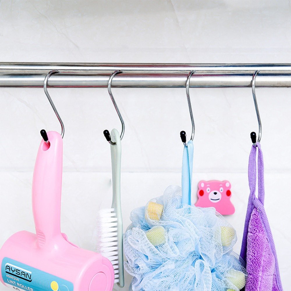 [Tổng Kho Sỉ] Set 4 Móc Chữ S INOX - S7 Treo Đồ Đa Năng - 8.5cm - Có Đầu Giữ Chống Trượt