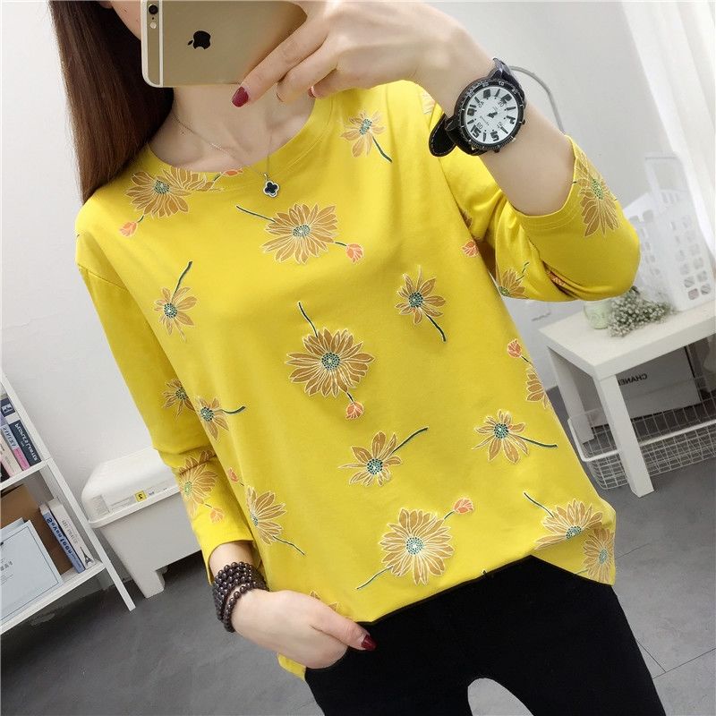 Áo Thun Nữ Dài Tay Cổ Tròn Sọc Ngang Thời Trang Mới
