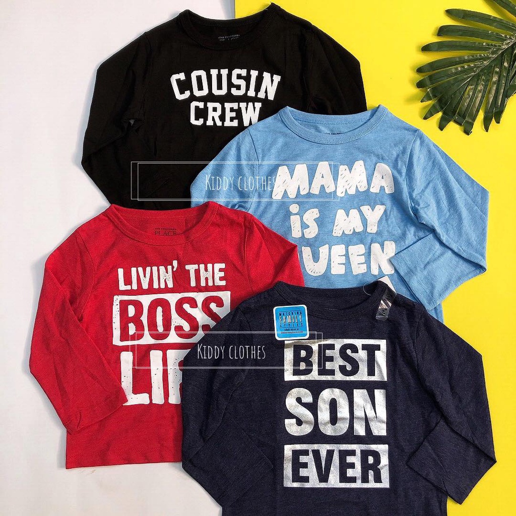 Áo tay dài bé trai chất cotton xuất dư/Áo bé trai tay dài dư xịn thun cotton