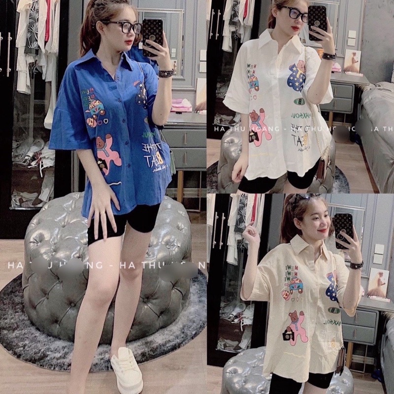  Set Bộ Đồ Nữ Áo Sơ Mi Hoạ Tiết + Quần Legging Ngố [ kèm video]