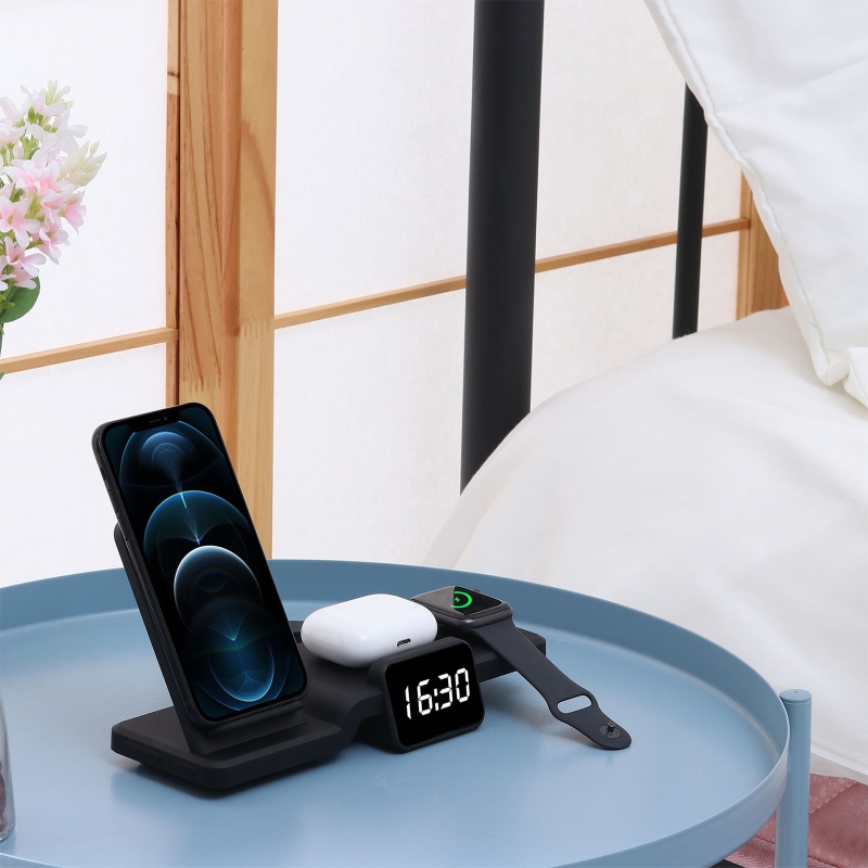 Đế Sạc Nhanh Không Dây 15W Có Màn Hình Hiển Thị Thời Gian Cho Điện Thoại Thông Minh